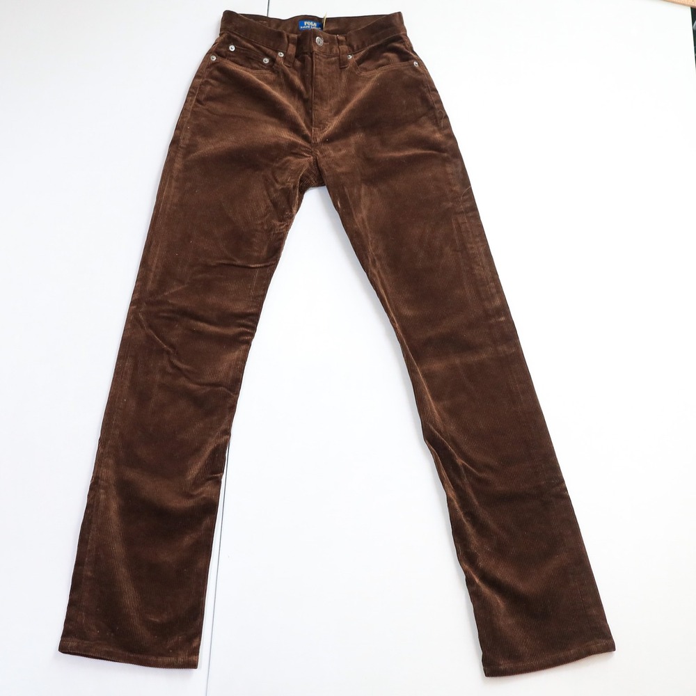Polo Ralph Lauren High Rise Corduroy Pants Women 26 Brown Straight Leg Stretch